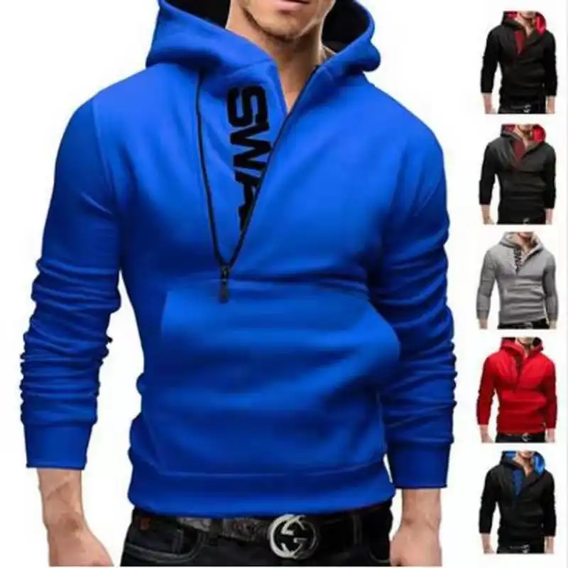 Mannelijke Lente Hoodie Schuine Rits Effen Hoodies Mannen Lange Mouw Herfst Fitness Trainingspak Mannen Sweatshirt Hoody Slimbig Size 6XL