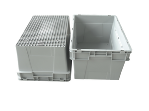 Recyclable 650x440x310mm HDPE Storage Box Solid Nestable Plastic Crate Cargo <strong>Logistics</strong> Turnover Crate Stackable <strong>Nesting</strong> Feature - Product Image 5