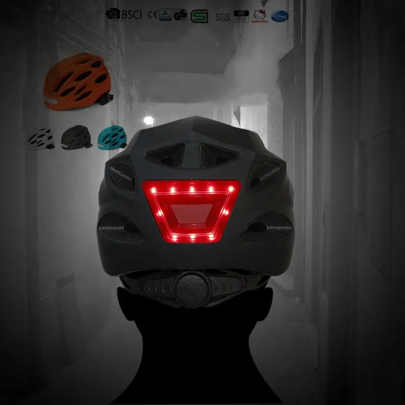 OEM निर्माता साइकिल डाउनहिल एलईडी प्रकाश बारी संकेत साइकिल हेलमेट En1078 स्मार्ट प्रकाश बाइक हेलमेट