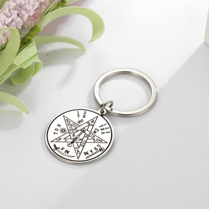 Vintage Tetragrammaton Pendant <strong>Key</strong> Chain Wahyeh Magical Blessed Pentagram of <strong>Solomon</strong> Amulet Keyring Stainless Steel - Product Image 5