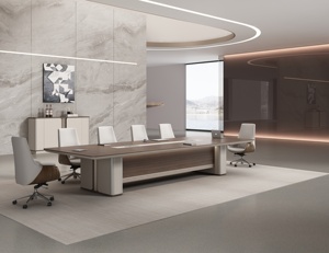 Kích thước lớn sang trọng hiện đại phòng họp nội thất <span class=keywords><strong>v</strong></span>ăn phòng bàn đặt bàn hội nghị <span class=keywords><strong>v</strong></span>ới hộp cáp đa chức năng <span class=keywords><strong>v</strong></span>à dải ánh sáng - Product Image 4