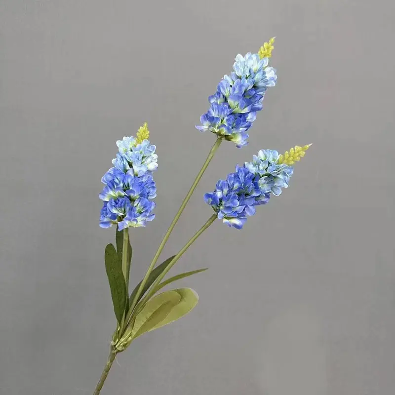 Matrimonio all'ingrosso decorativo finto fiore 3 rami di seta artificiale blu lavanda