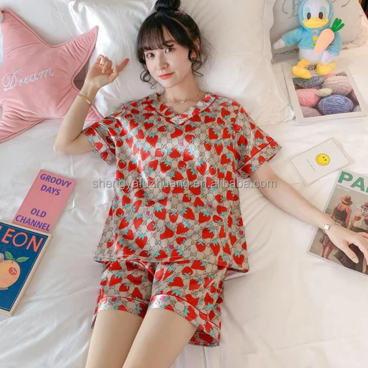 2022 women's long sleeved custom pajamas adult luxury silk Set Pink Satin 100% polyester women's Pajama logo