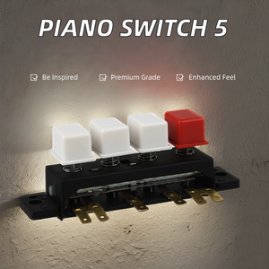 5-Tasten-Kunststoff-Drucktasten-Tastaturschalter <span class=keywords><strong>4</strong></span>-Gang-Rottastensteuerung für Entsafter IP65 Max. Spannung 250V und 12V.