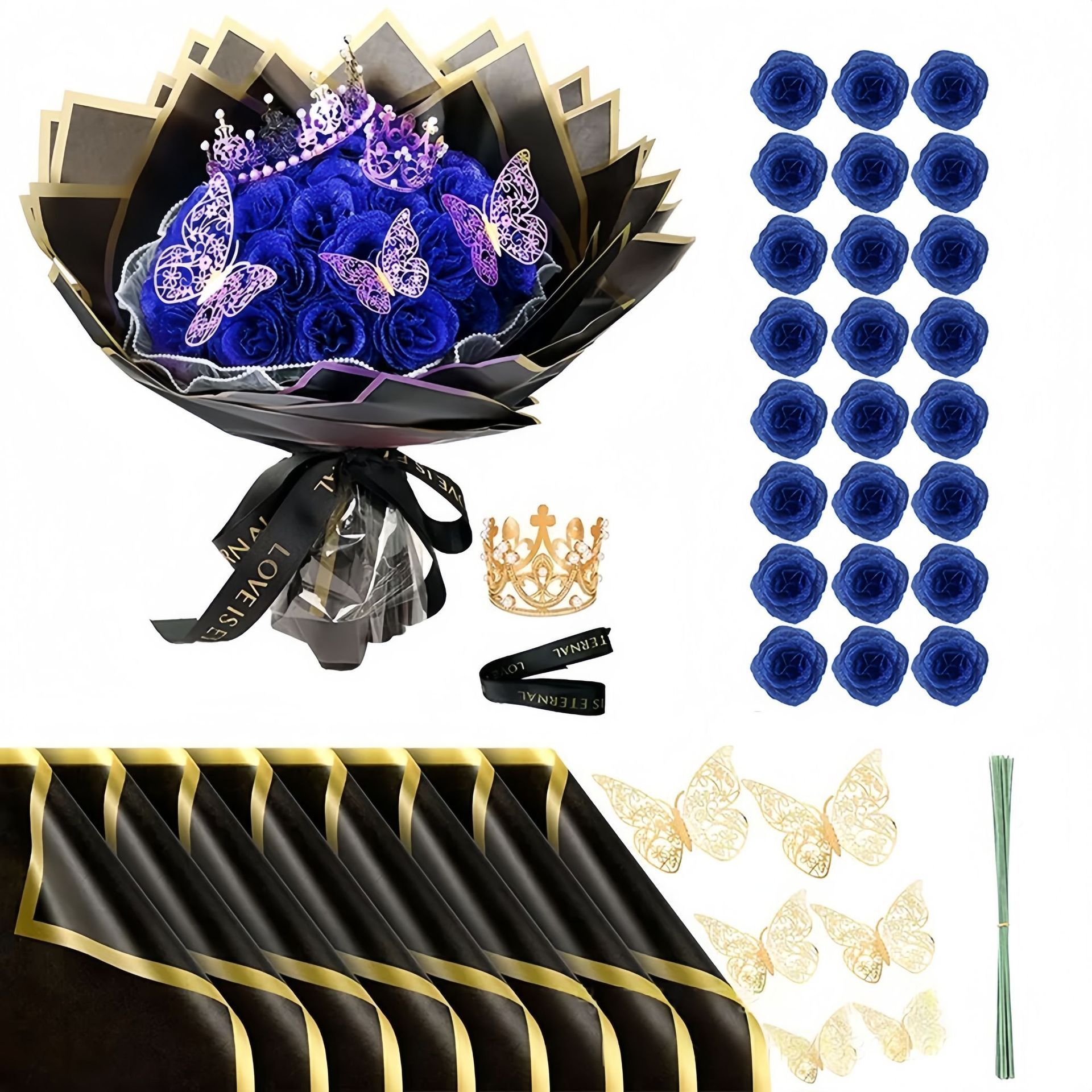 24 coronas de flores azul zafiro