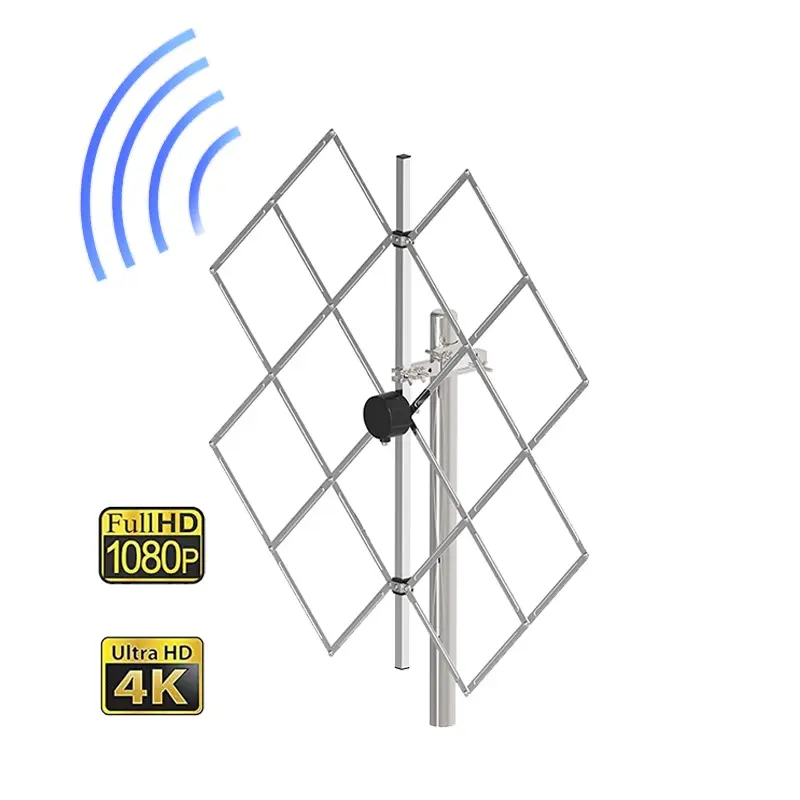 Antena de TV digital HD UHF VHF HDTV Antena de TV de largo alcance 4K para exteriores