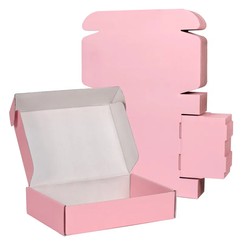 Commercio all'ingrosso su misura rosa cartone ondulato spedizione Mailer scatole piccole per calze di biancheria intima scarpe regalo scatole di carta
