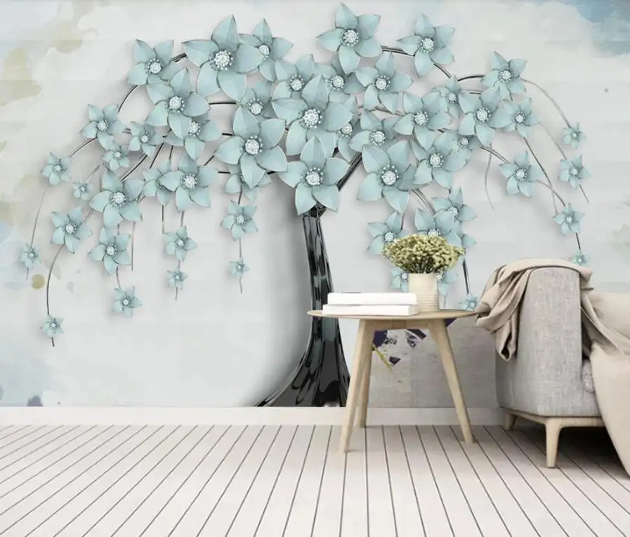 Zhihai Designer Behang Bloem Boom Licht Luxe Achtergrondmuur 3d Behang