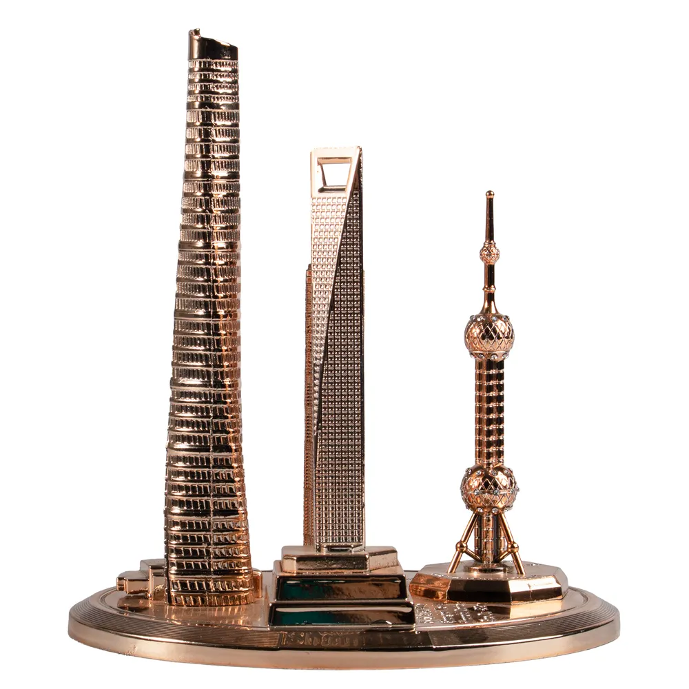 Palabras personalizadas de fábrica, Torres dobles famosas de Malasia, Burj Khalifa, Torre Canton, modelos de construcción en miniatura de Metal 3d