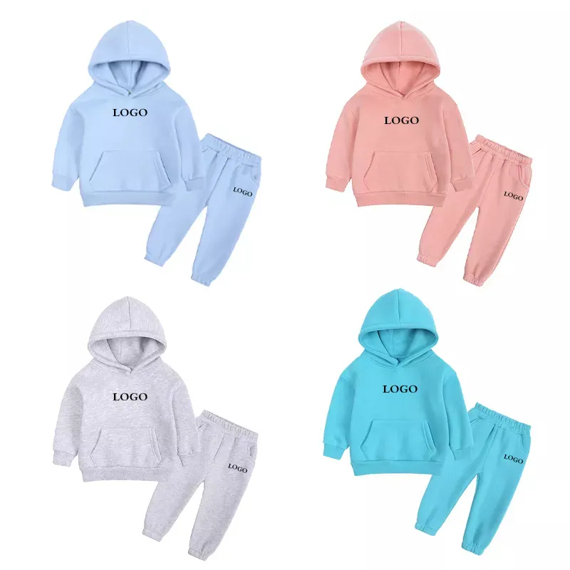 Çocuklar Joggers takım çocuk 2 adet setleri kazak bebek erkek kızların giyim kazak polar Hoodies seti çocuklar