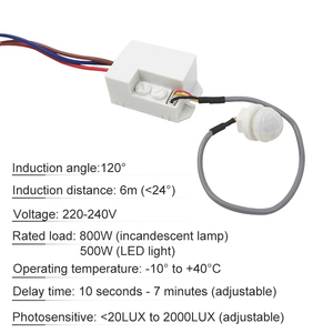 AC220V Smart Cabinet LED Sensore di Luce Interruttore con Ritardo Regolabile PIR a Infrarosso Corpo Umano Rilevatore di Movimento Piccolo Interruttore Sonda - Product Image 2