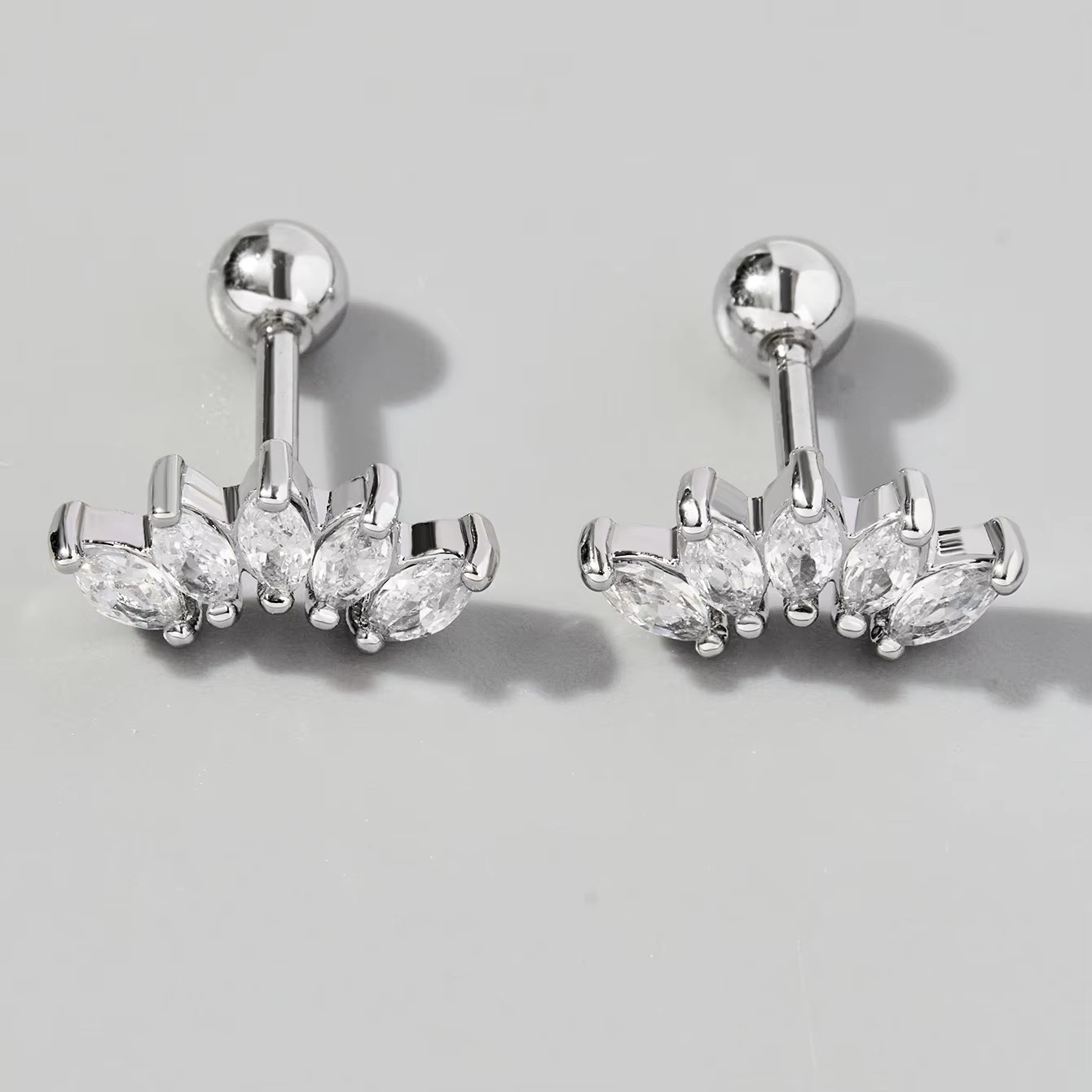 Zircon Flower Stud Earrings