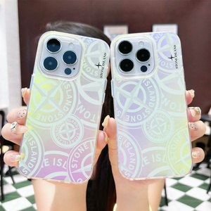 トレンディなグラデーションカラーデザイナー電話コークシェルiPhone X XR 7 8 Plus 11 12 13 14 15 16 Pro Maxアイスランド石ケース