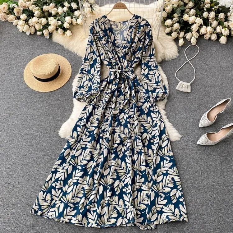 Seduno Custom Summer 2022 new style fashion Elegant Flower v neck Women dress midi Floral Dresses