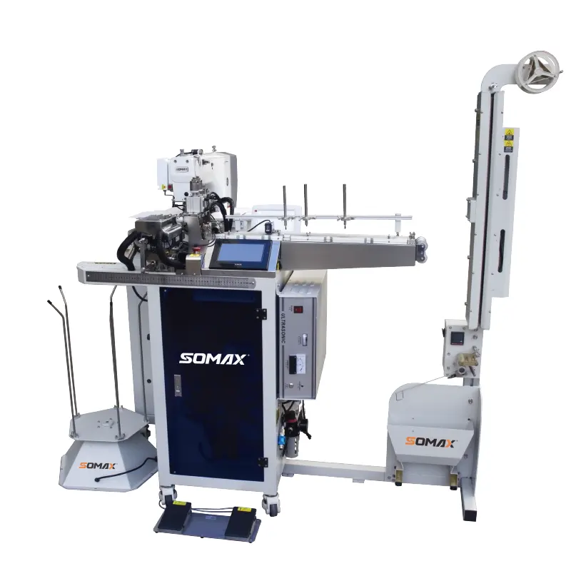 Profesyonel Somax SM-13P/U otomatik elastik bant kesme ve katılmadan makinesi ultrasonik kesici elastik bant kesme makinesi