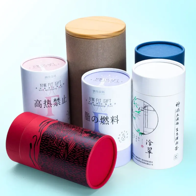 Tubo de papel kraft embalagem biodegradável vela chá flor perfume tubo embalagem papelão caixa redonda presente