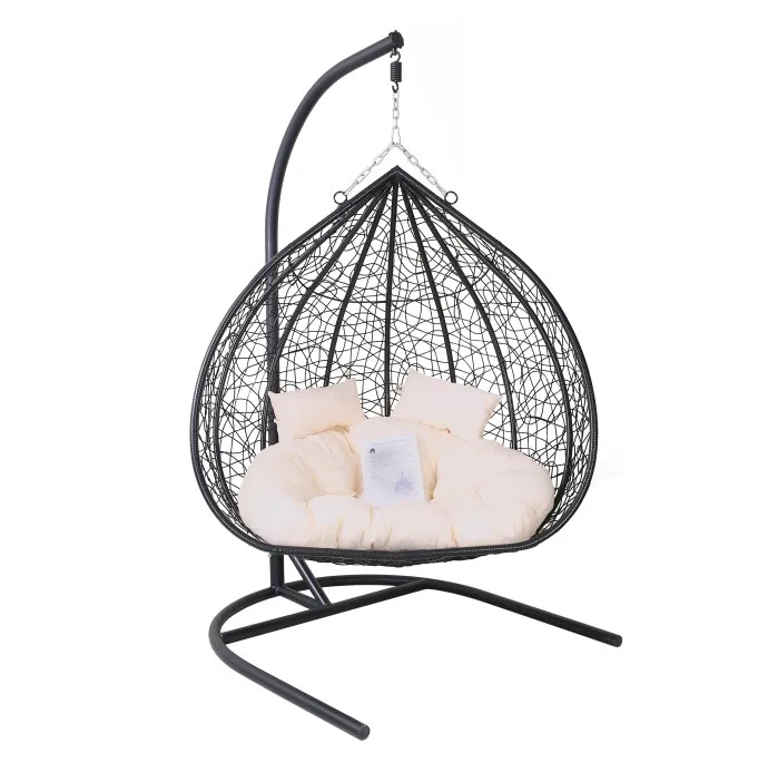 Outdoor Doppio Mobili Da Giardino Cuscino Rattan Bambino di Ferro Altalena Appesa Sedia Uovo Patio Altalene