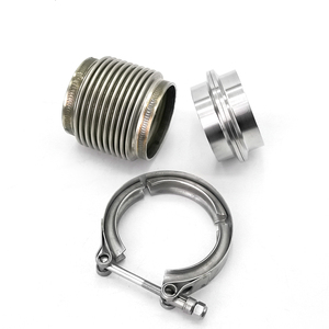 <strong>1.5</strong>&quot; Thru 4&quot; Exhaust Flexi Bellows Flex Joint Assembly with Solid Smooth Liner T Bolt <strong>V</strong> Band Clamp