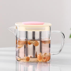 Ấm trà thủy tinh borosilicate 500ml thủ công thiết kế phổ biến, có bộ lọc trà tháo rời và giá tốt, nắp nhựa PP nhiều màu sắc - Product Image 1