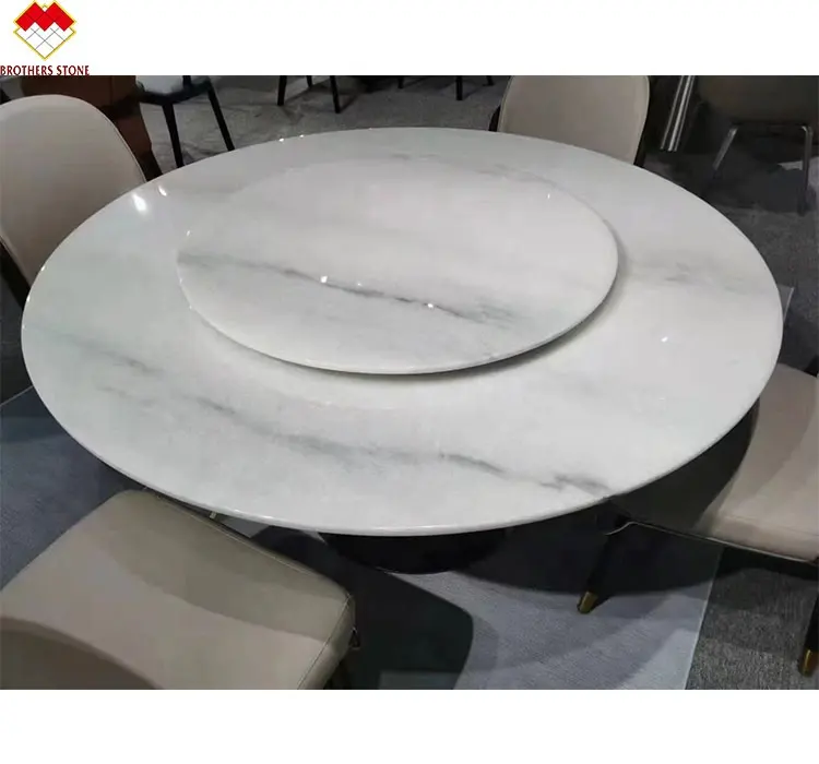 Популярный обеденный стол из белого мрамора, 6 стульев