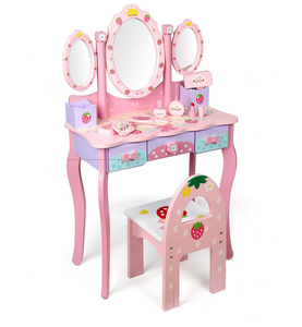 โต๊ะเครื่องแป้งไม้ของเล่นสำหรับเด็กผู้หญิงโต๊ะเครื่องแป้งดีไซน์ใหม่ - Product Image 1