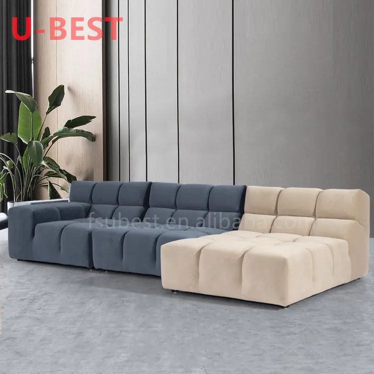 U-BEST de tela de diseño italiano de alta calidad, tapicería de cuero, mueble seccional para sala de estar