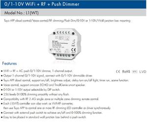 L1(WT) controller wi-fi 0/1-10V Tuya App controllo vocale push dimmer 1 canale RF wifi 0/1-10v dimmer