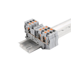 Resorte de alimentación multinivel PT 4-TWIN, 3 conductores, 4mm, Push-in, doble carril DIN sin tornillo, bloque de terminales de resorte - Product Image 1