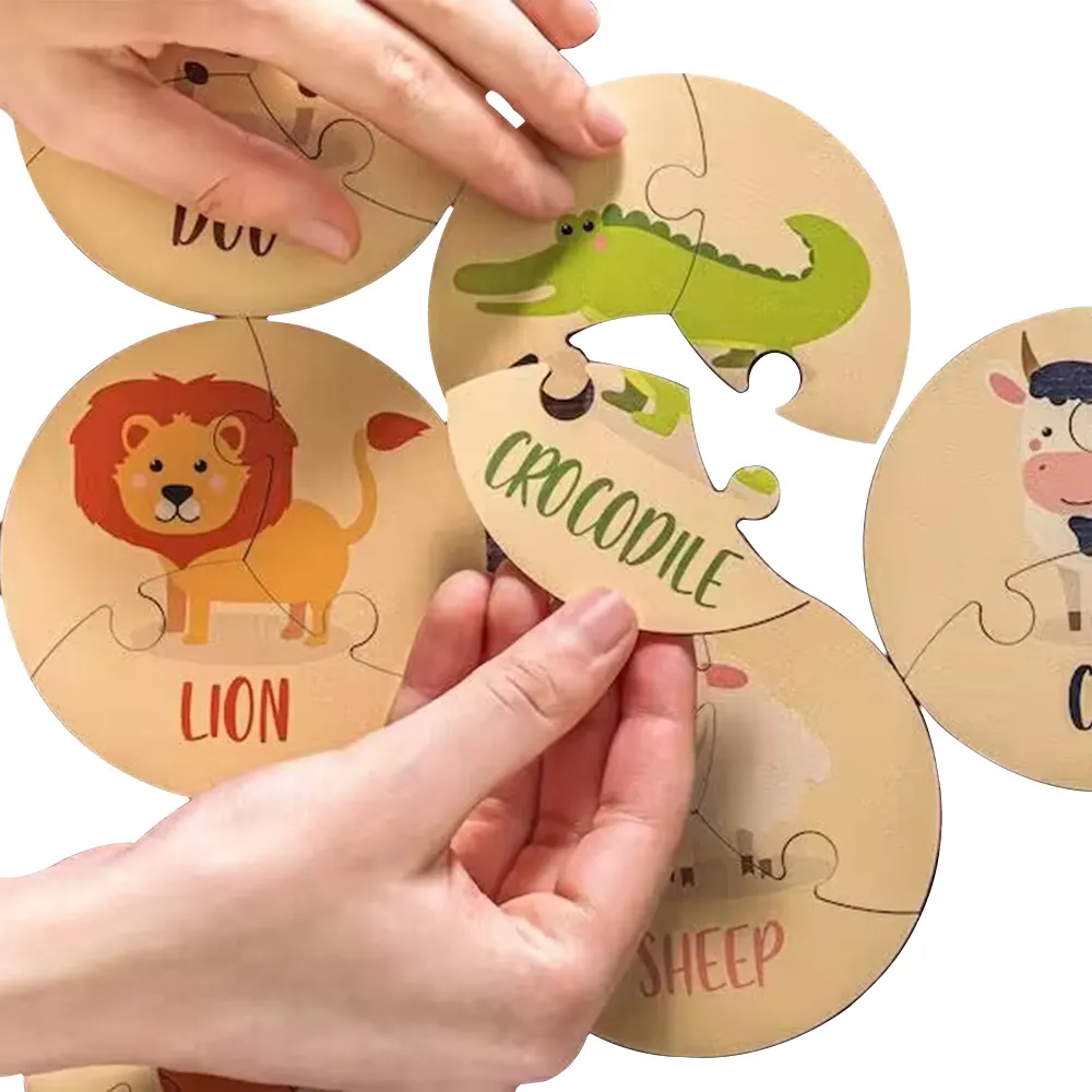 Giocattoli per bambini 2 anni puzzle Montessori personalizzati carte flash in legno con animali/animali domestici/vita marina