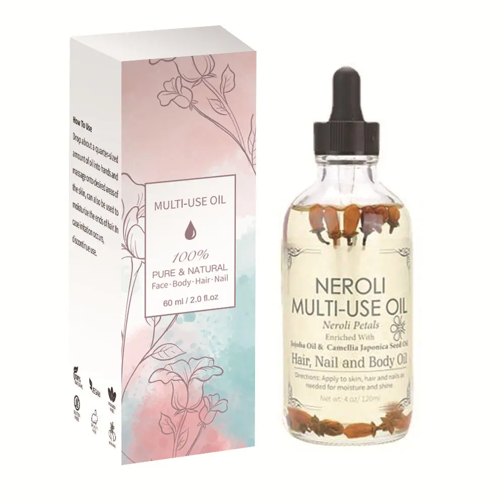 OEM Private Label Face Massage Oil 100% Pure Natural Rose Lavender Flower Anti aging whitening Essential Face Body Oil