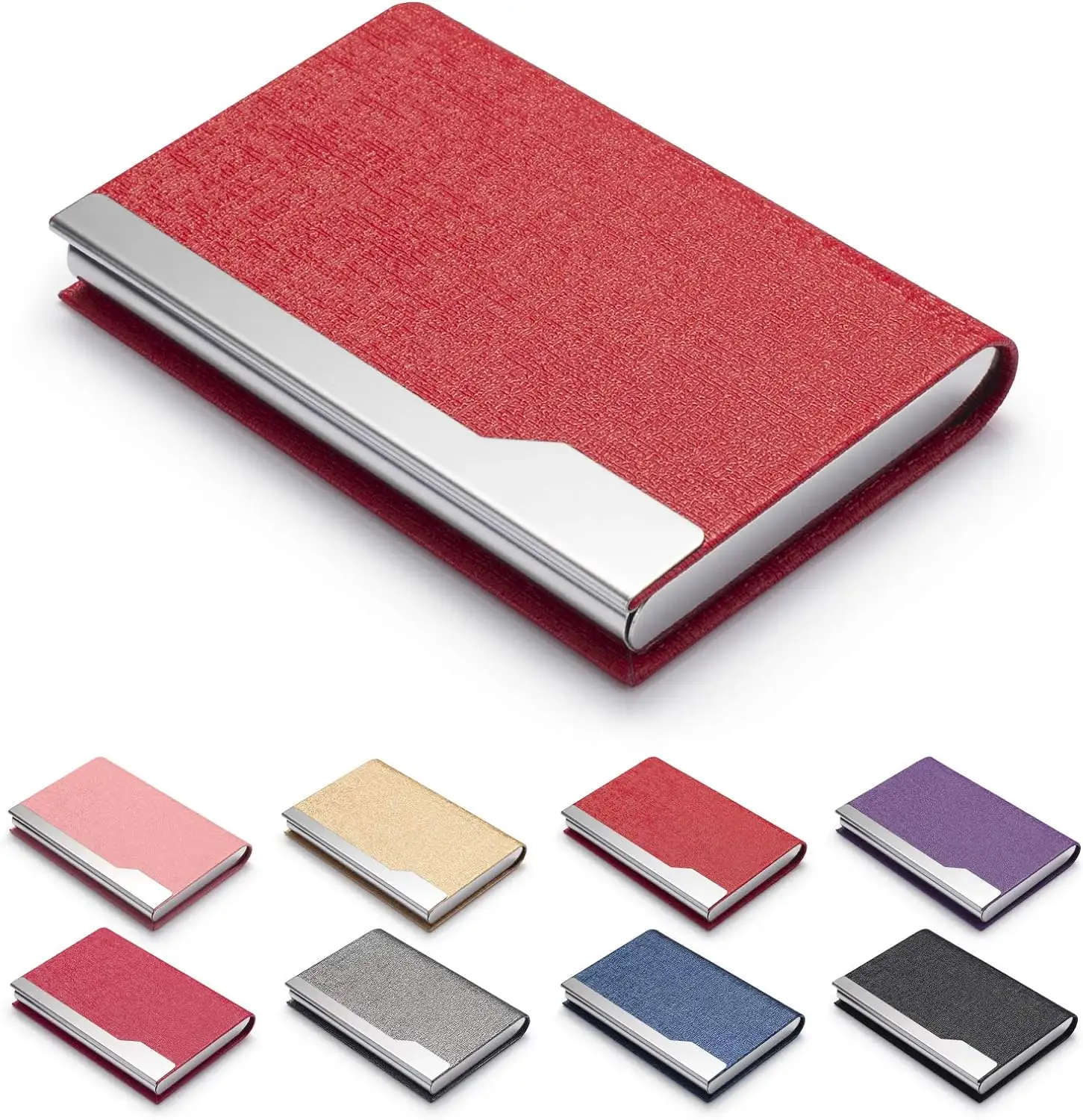 Porta carte di lusso in pelle sintetica custodia Multi Card in acciaio inossidabile sottile porta carte tascabile in metallo