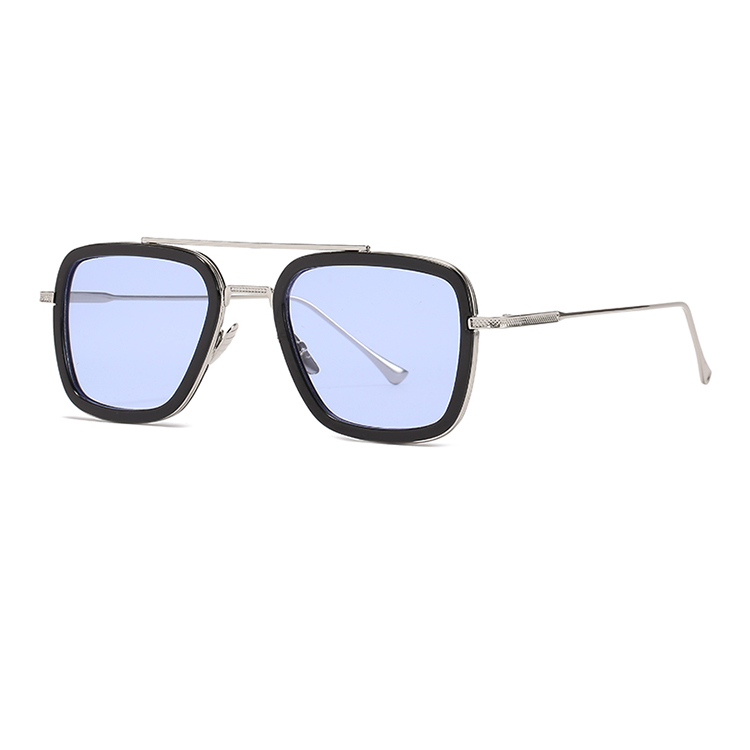 Negro plata/lente azul