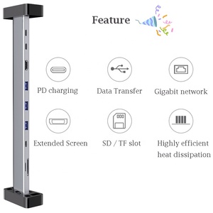 Estación de acoplamiento con función de soporte desmontable 9 en 1, USB 3,2 tipo C, Ethernet, HDMI, SD, TF, PD, Hub convertidor multipuerto