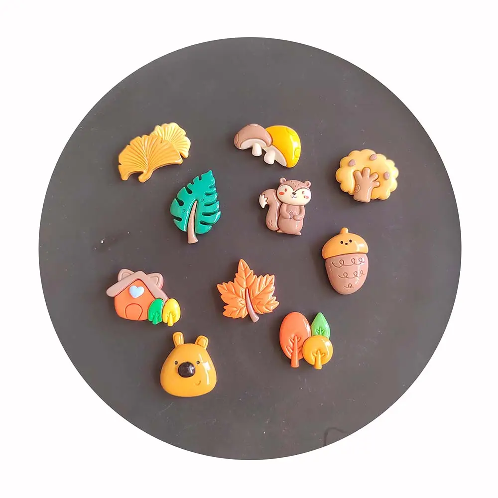 Autumn Leaves Flatback Resin Charms Cute Leaf Slime Charms Fall Theme Resin Embellishments Thanksgiving Halloween Cabochons Deco