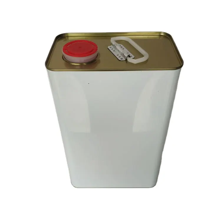 Lata cuadrada de metal de 5lt, lata de 5 litros con tapa de boquilla flexible de plástico y mango para aceite de motor para aceite de máquina