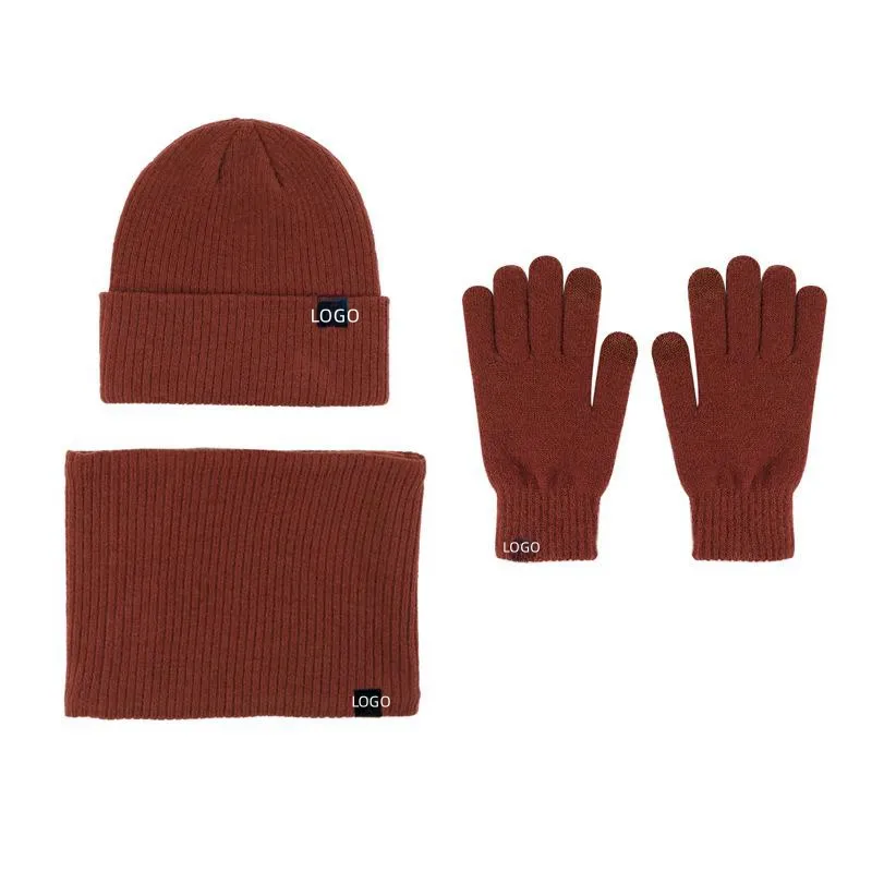 3 uds Otoño Invierno grueso tejido Beanie Set adulto Alpaca fibra cálido sombrero hombres mujeres bufanda sombrero guante conjunto