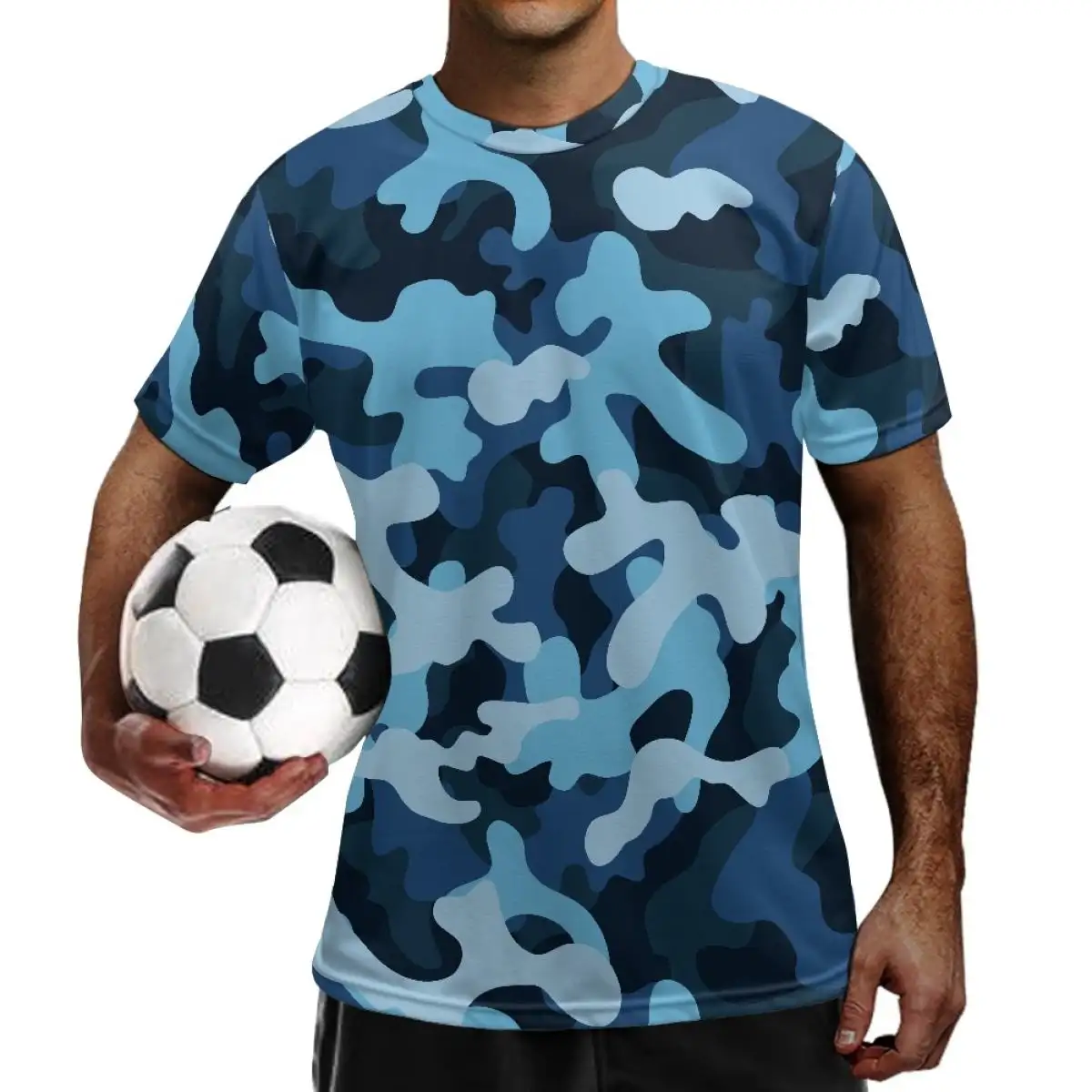 Ropa de entrenamiento de fútbol para hombre, uniforme de manga corta con estampado de camuflaje, camiseta de fútbol personalizada con estampado bajo demanda, uniforme de fútbol