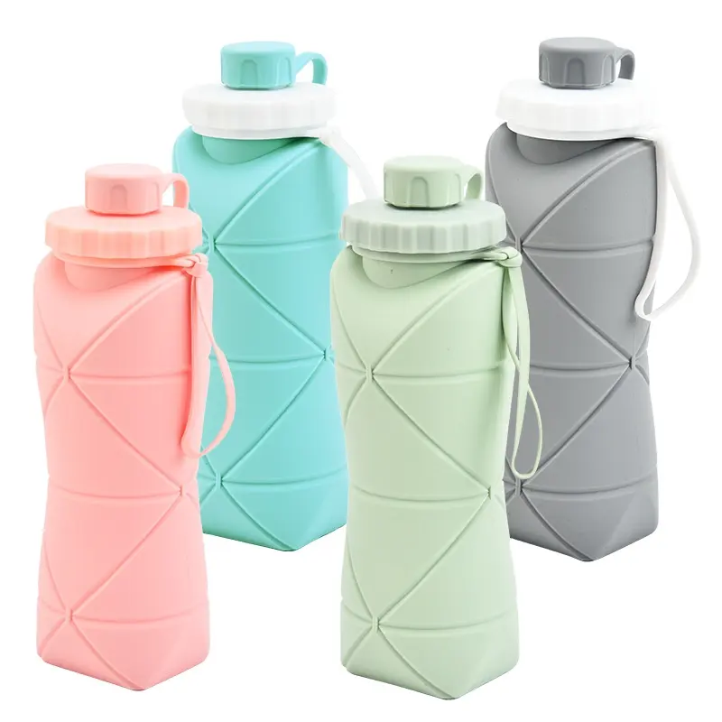 Moderno moda reutilizable gran capacidad deporte gimnasio personalizado lindo plegable botella de agua de silicona con el logotipo
