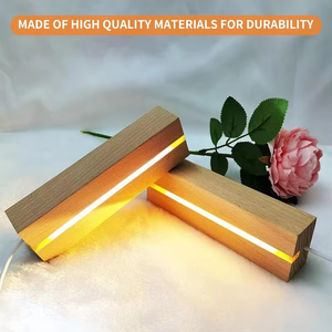 木製15CM長方形3D <span class=keywords><strong>LED</strong></span>ナイトライト<span class=keywords><strong>LED</strong></span>イリュージョンベースDIYクリエイティブウッドベースメッセージボードアクリルランプ装飾ホーム