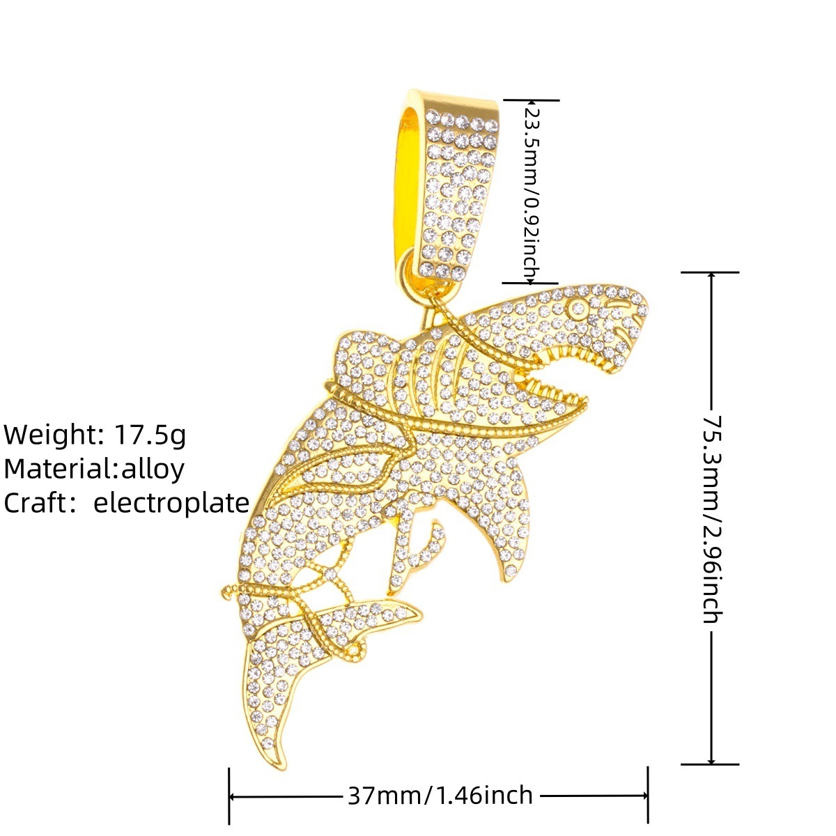 Gold shark pendant necklace