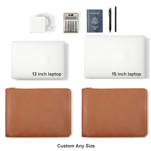 Logotipo personalizado Grande Capacidade Carregando Computador Capa Protetora Couro Genuíno Viagem Laptop Sleeve Bag para Homens e Mulheres