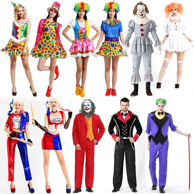 Drop Shipping Carnival Halloween Party Costume Cosplay Clown Suit abbigliamento donna Fancy Clown Costume adulto