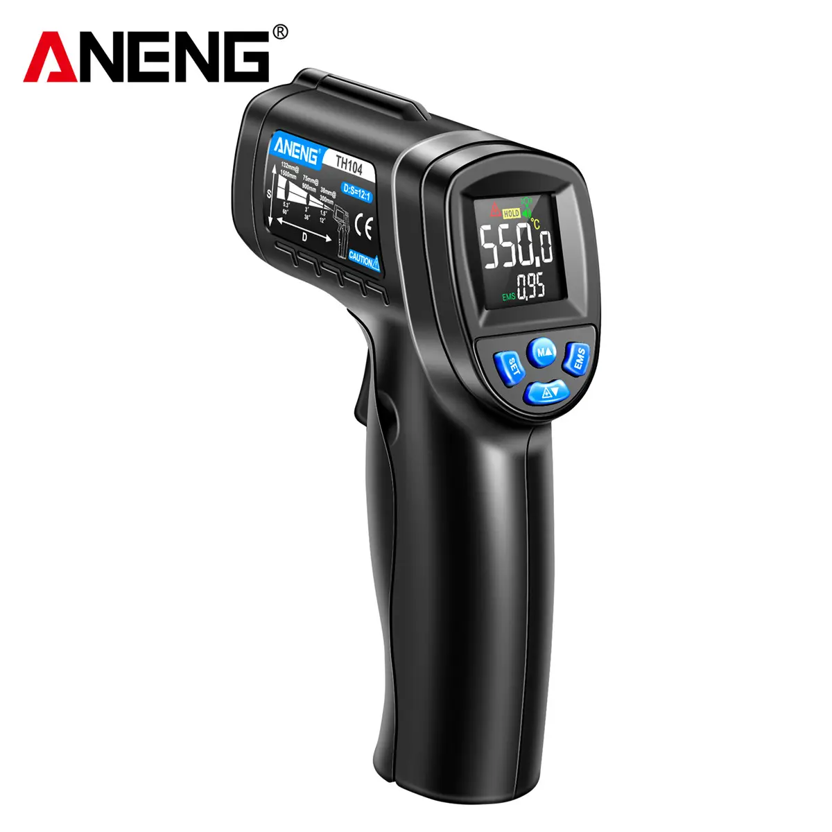 ANENG TH104 termometro industriale portatile a infrarossi-50 ~ 550 sensore Laser IR strumento pirometro calibro schermo VA