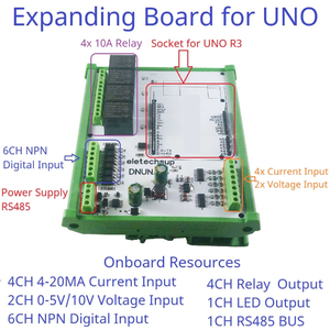 DNUNA16 DC 7-30V 6AI-6DI-4DO scheda espandibile multifunzione per UNO R3 Arduino PLC RS485 modulo relè di raccolta remoto IO ADC