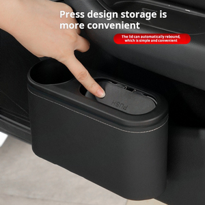 Mini <strong>Trunk</strong> Push Hanging Portable Car Bin Dustbin Organizer Container Small Car Garbage Can with Bottle Holder - Product Image 2