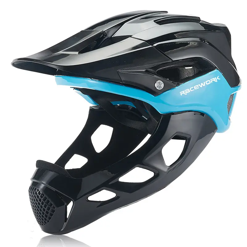 RACEWORK MTB 크로스 컨트리 내리막 헬멧 DH AM FR 전체 얼굴 헬멧 익스트림 스포츠 안전 헬멧 자전거