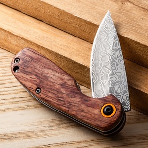 Hot Bán Nhỏ Damascus Thép Pocket Knife Biểu Tượng Tùy Chỉnh Hoàn Chỉnh Tay Cầm Bằng Gỗ Gấp Dao Edc DIY Quà Tặng Cắm Trại - Product Image 4