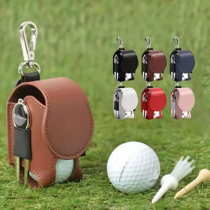 Petite pochette de balle de golf en cuir Porte-balle de golf de voyage Tee Sac cadeau de rangement Porte-ceinture Sac de taille pour balle de golf
