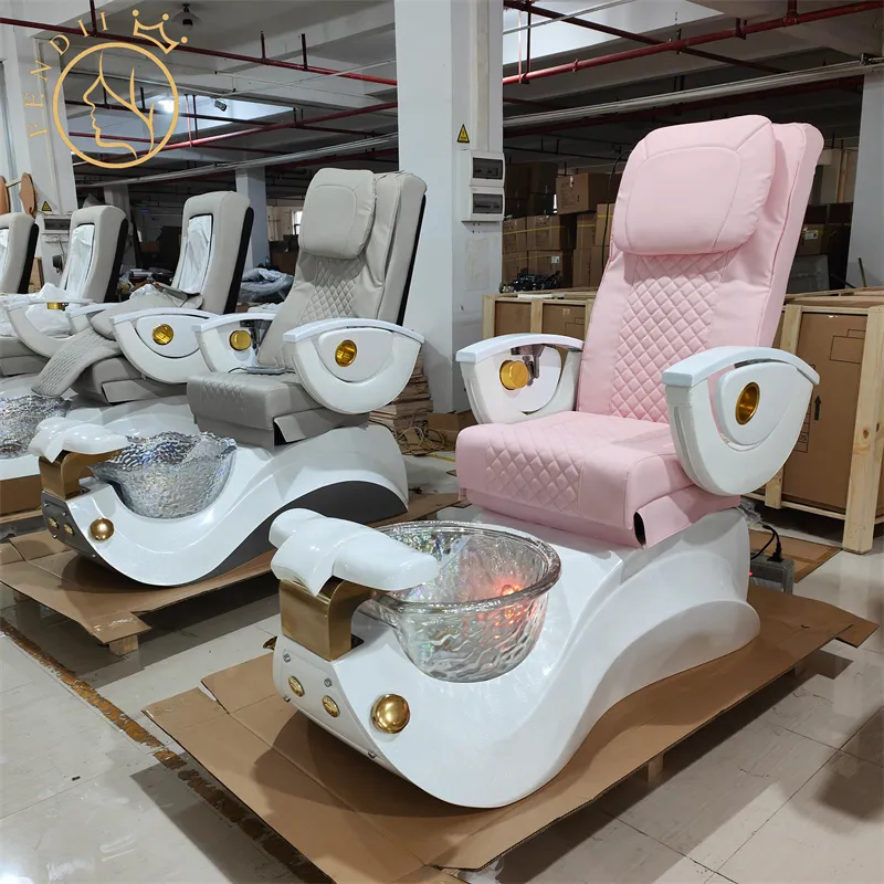 Custom Luxury Foot Spa Bath Pink Massage Pedicure Chair for Nail Salon