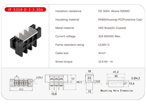 30A 3 entradas 3 salidas Conector de cable eléctrico Terminal Conector de cable Barrera Bloque de terminales Poste de terminal de prensado de batería - Product Image 3